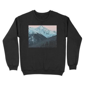 Mountains, Moon, Nature, Fashion print, Scandinavian art, Modern art, Wall art, Print, Minimalistic, Modern Unisex Crewneck Sweatshirt