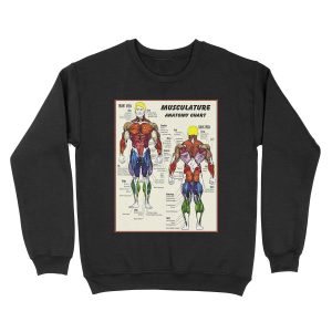 MUSCULATURE : Body Building Anatomy Chart Print Unisex Crewneck Sweatshirt