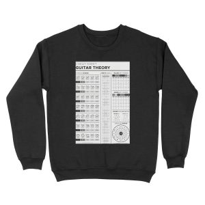 Music Theory for Guitar Cheat Sheet - B&W Unisex Crewneck Sweatshirt