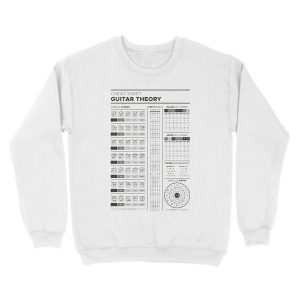 Alternative view of Music Theory for Guitar Cheat Sheet - B&W Unisex Crewneck Sweatshirt