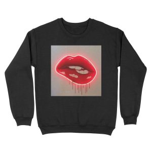 Neon Lip Biting Tapestry Unisex Crewneck Sweatshirt