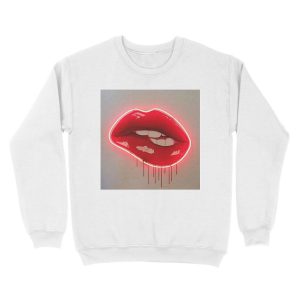 Alternative view of Neon Lip Biting Tapestry Unisex Crewneck Sweatshirt