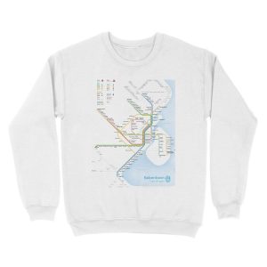 Alternative view of New rapid transit map of Copenhagen (December 14, 2020) Unisex Crewneck Sweatshirt