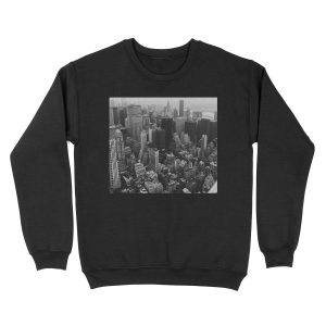 New York City - from the Empire State Black and White Unisex Crewneck Sweatshirt