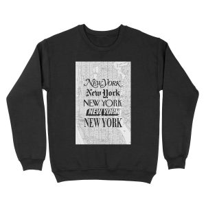 New York City - Vintage Street Map Typography Unisex Crewneck Sweatshirt