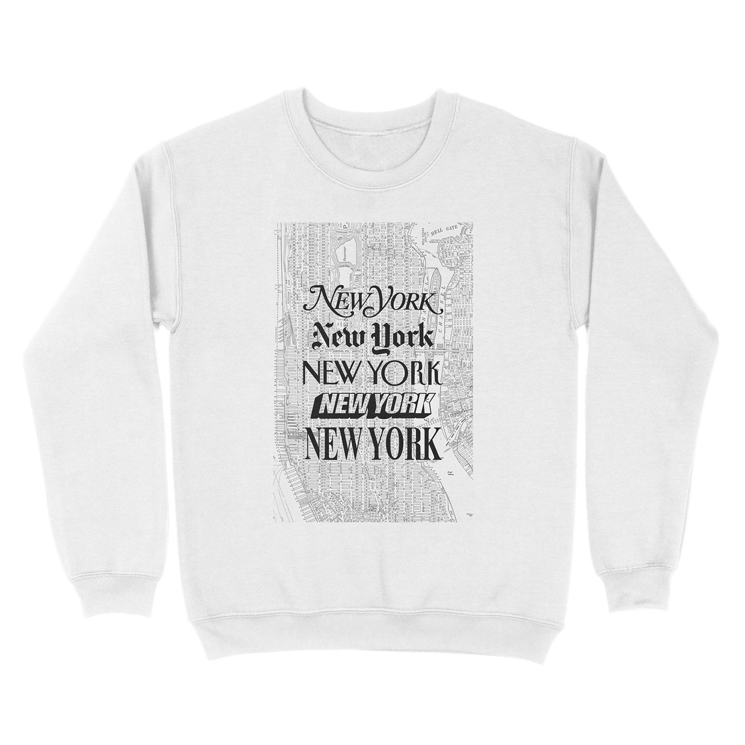 New York City - Vintage Street Map Typography Unisex Crewneck Sweatshirt - Image 2