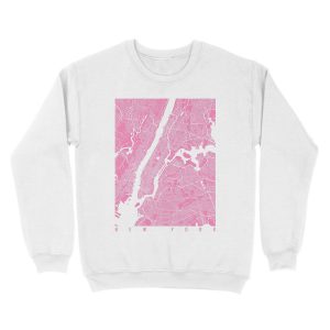 Alternative view of New York map pink Unisex Crewneck Sweatshirt