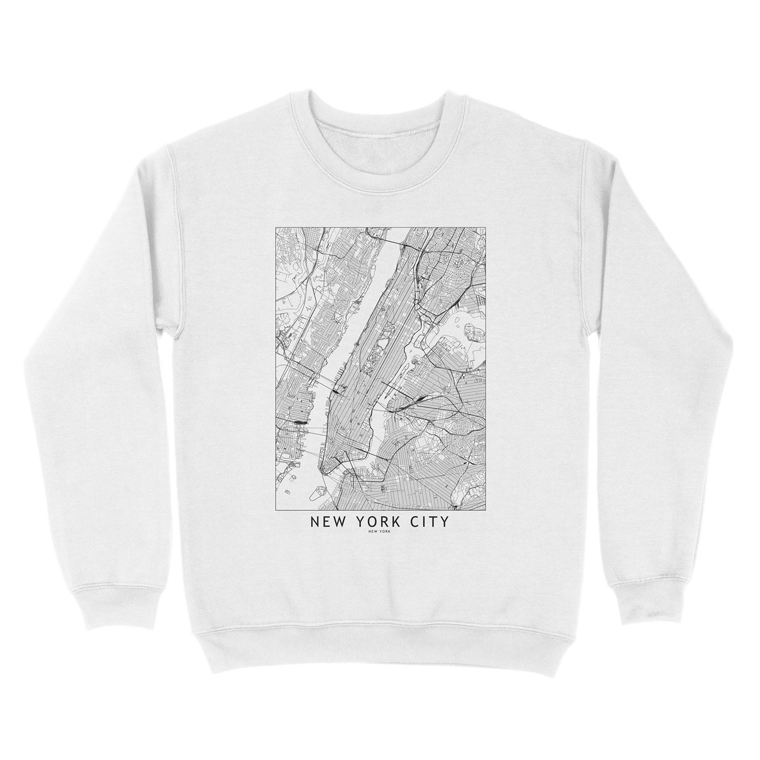 New York White Map Unisex Crewneck Sweatshirt - Image 2