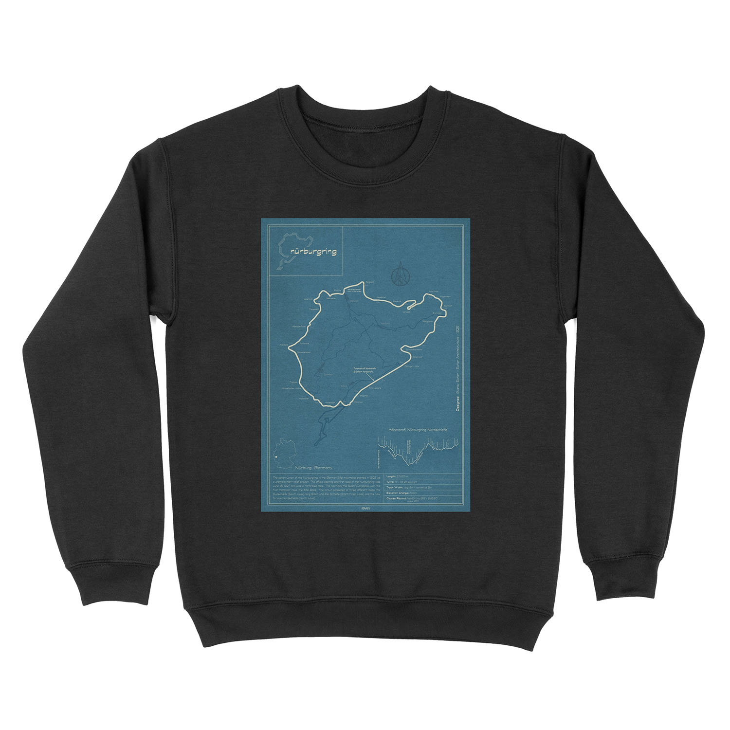 Nurburgring Nordschleife Track Map Unisex Crewneck Sweatshirt