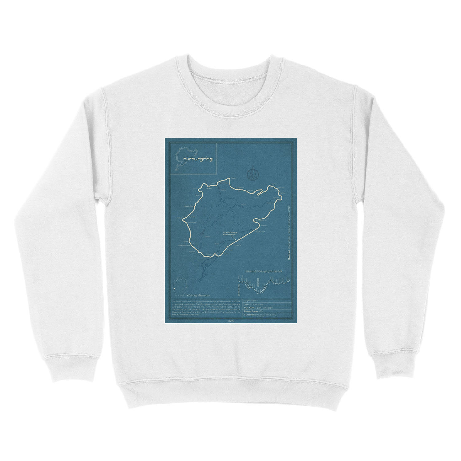 Nurburgring Nordschleife Track Map Unisex Crewneck Sweatshirt - Image 2