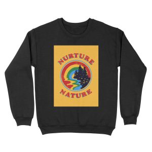nurture nature vintage environmentalist design Unisex Crewneck Sweatshirt