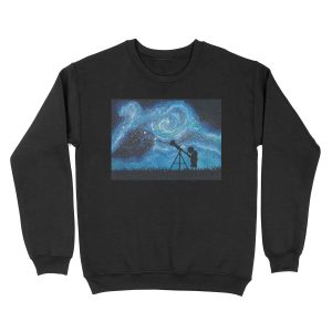 Observing the Universe ~ Watercolor Painting Unisex Crewneck Sweatshirt