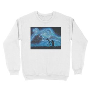 Alternative view of Observing the Universe ~ Watercolor Painting Unisex Crewneck Sweatshirt