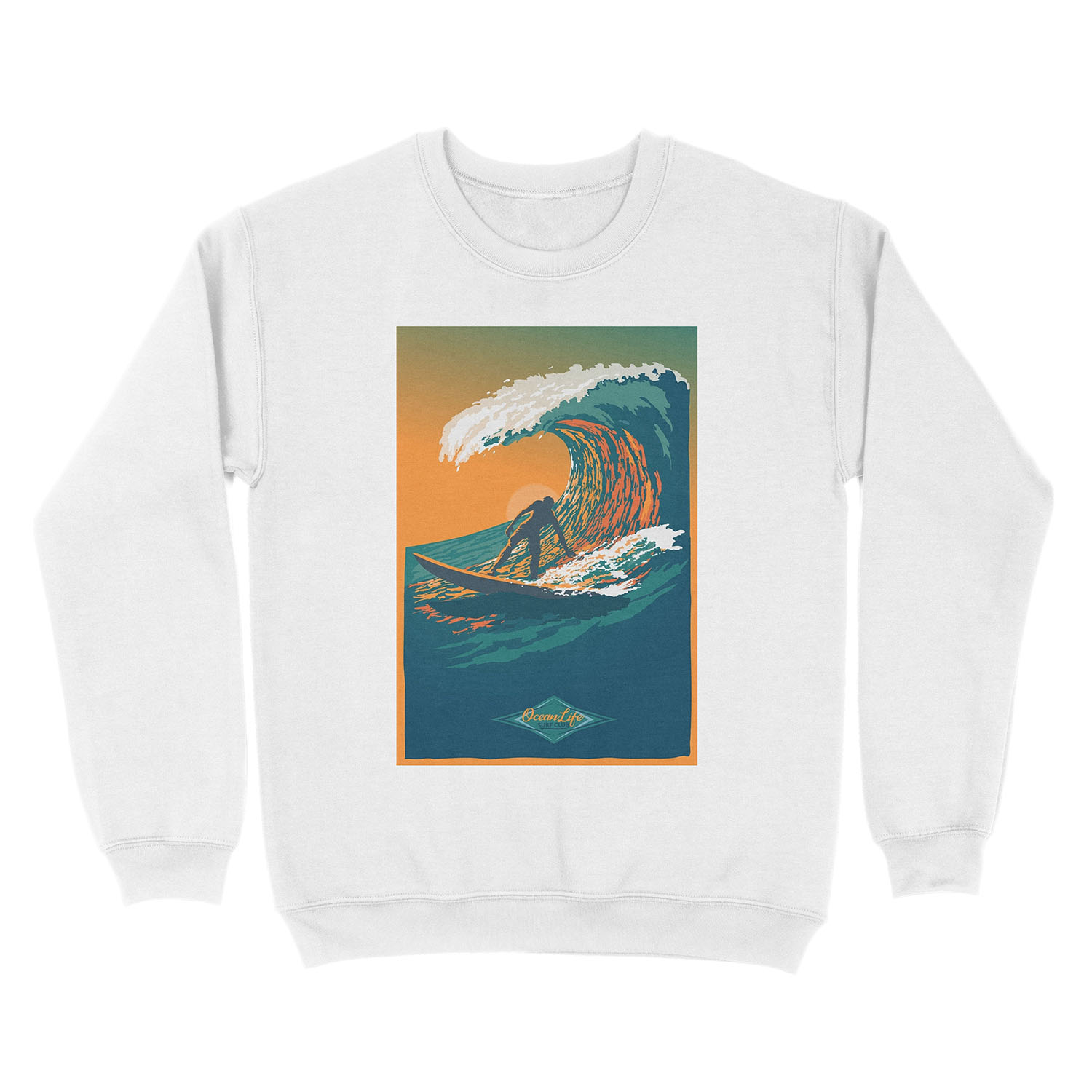 Ocean Life Surf Club retro surf poster Unisex Crewneck Sweatshirt - Image 2