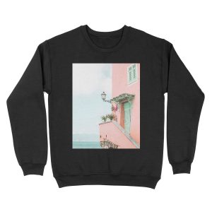 Ocean pink beach house Unisex Crewneck Sweatshirt