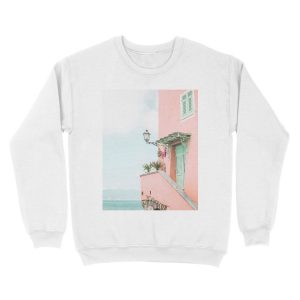 Alternative view of Ocean pink beach house Unisex Crewneck Sweatshirt