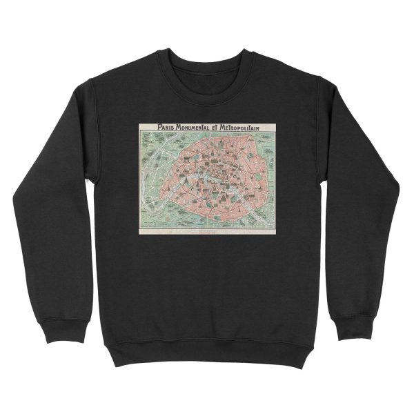 Old Map of Paris Unisex Crewneck Sweatshirt