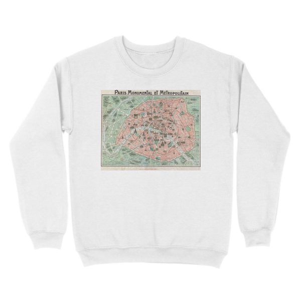 Old Map of Paris Unisex Crewneck Sweatshirt - Image 2