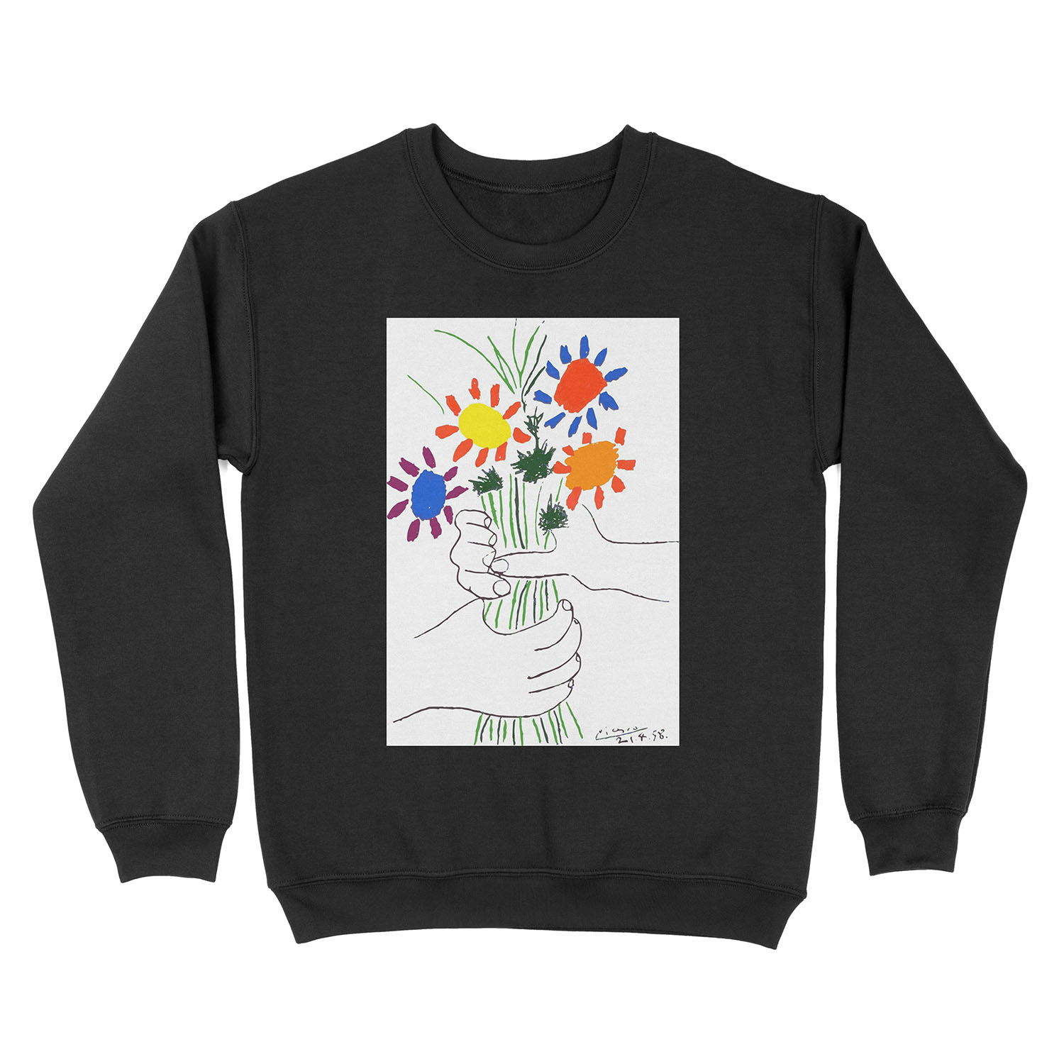 Pablo Picasso Bouquet Of Peace 1958 (Flowers Bouquet With Hands) or Le Bouquet de la Amitié (friendship) Unisex Crewneck Sweatshirt