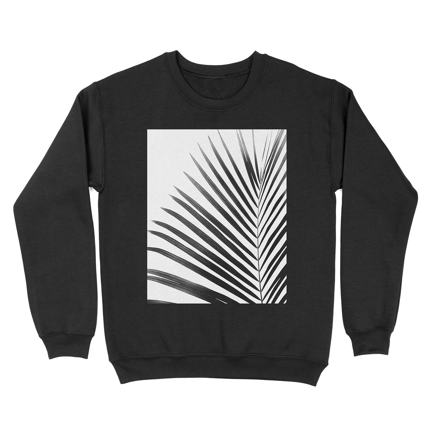 PALM LEAF Black & White Unisex Crewneck Sweatshirt