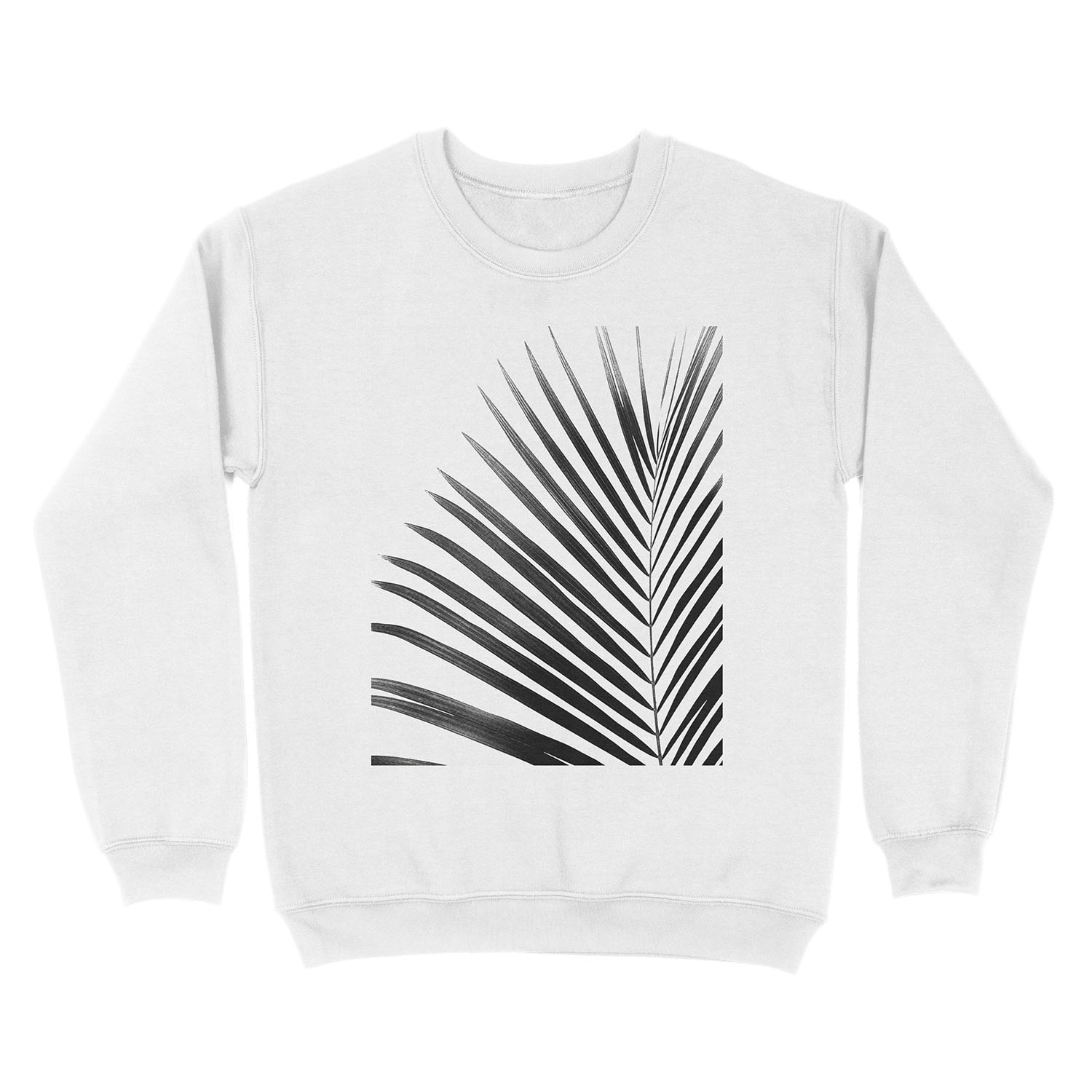 PALM LEAF Black & White Unisex Crewneck Sweatshirt - Image 2