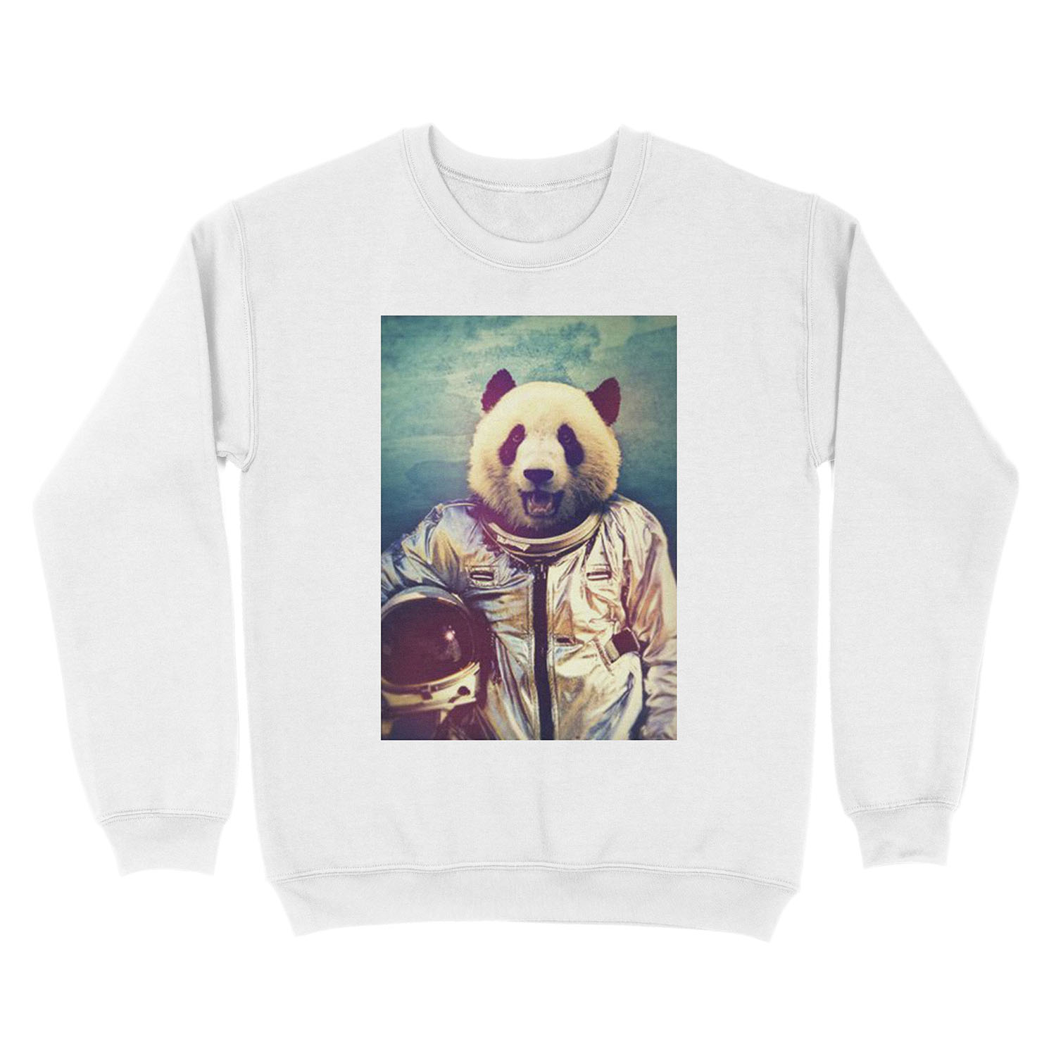 Panda astronaut poster Unisex Crewneck Sweatshirt - Image 2