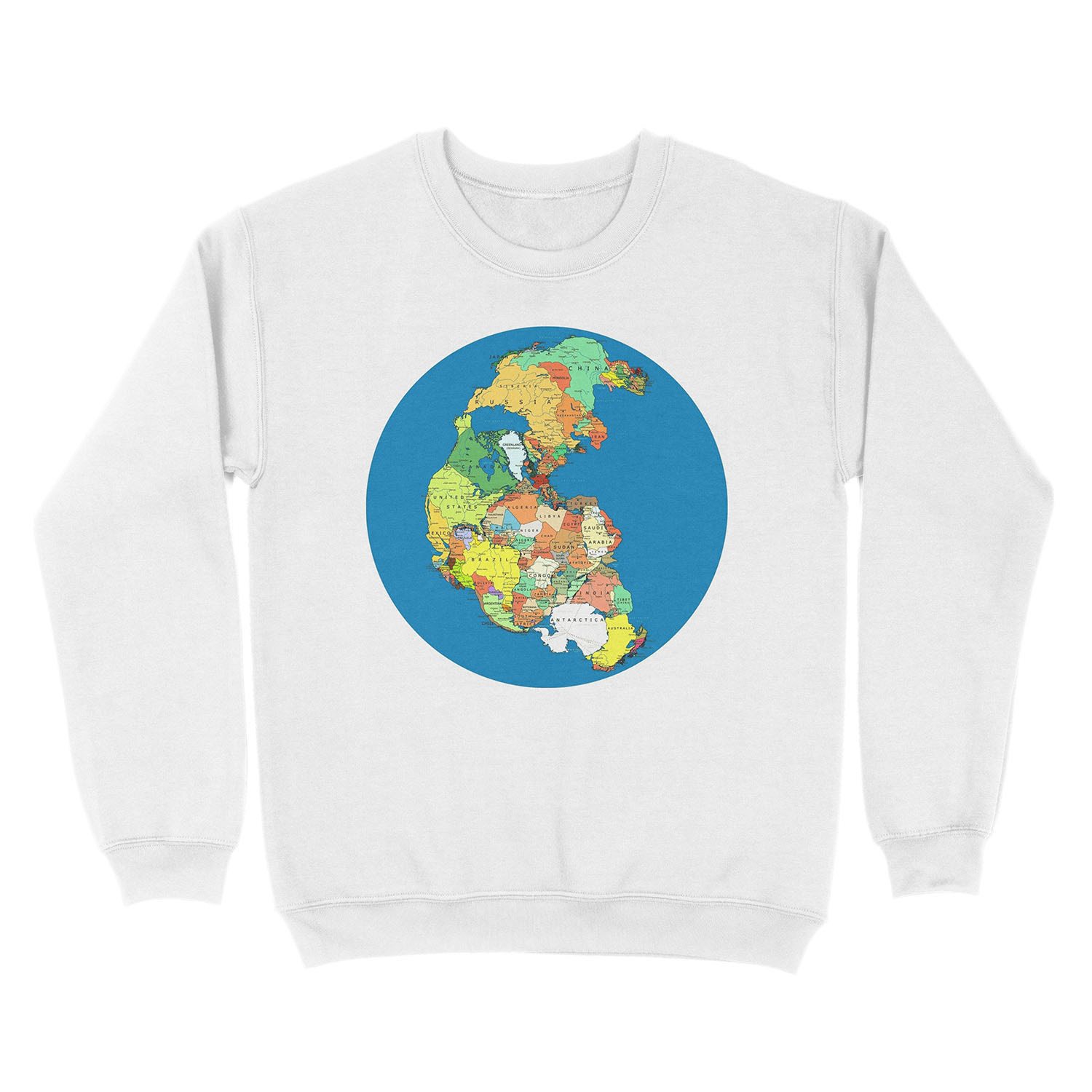 Pangea Political World Map Unisex Crewneck Sweatshirt - Image 2