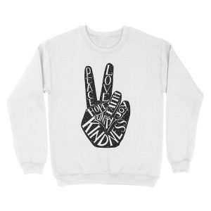 Alternative view of Peace Sign with words Peace, Love, Faith, Joy, Hope, Kindness, Unity Unisex Crewneck Sweatshirt
