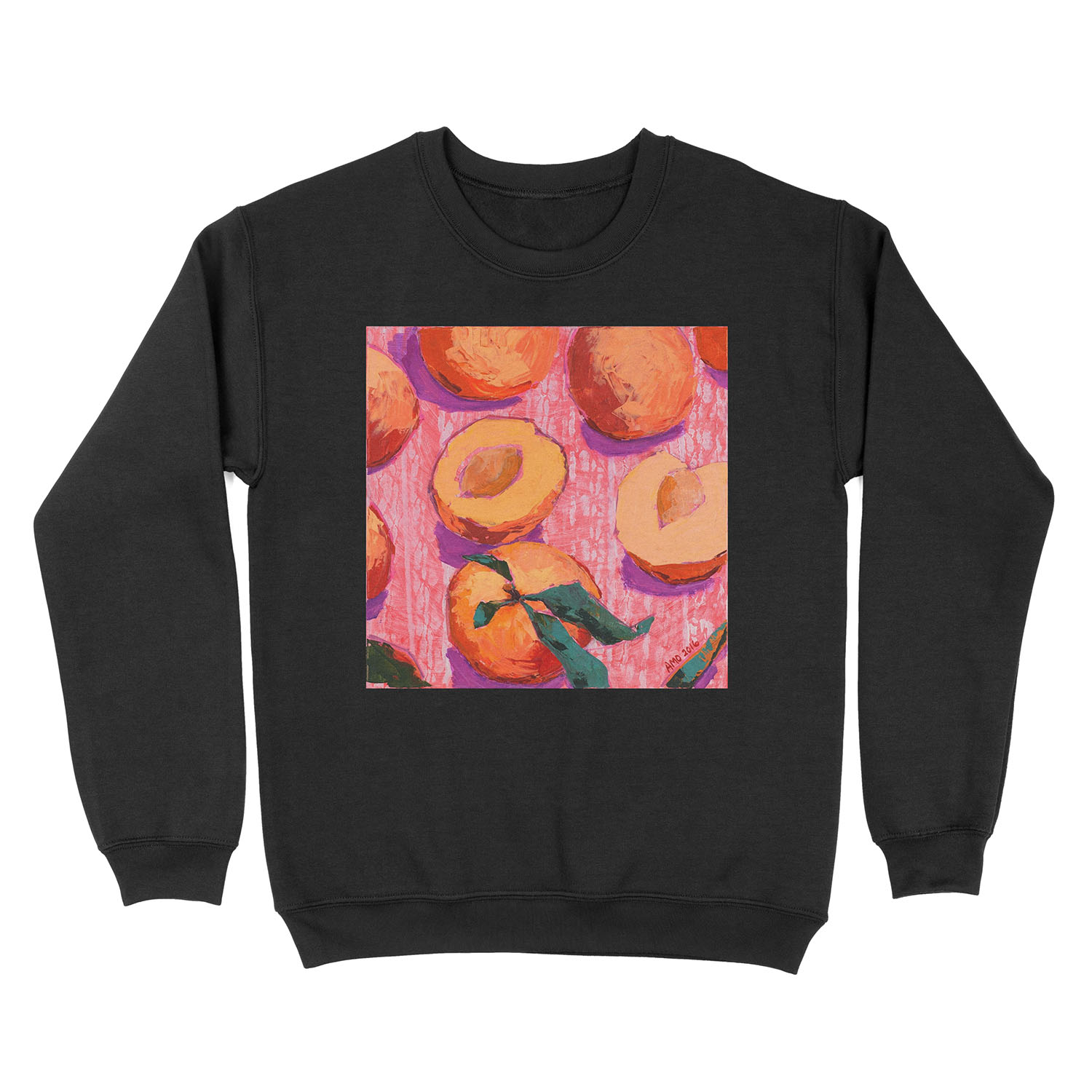 Peaches on Pink Background Unisex Crewneck Sweatshirt