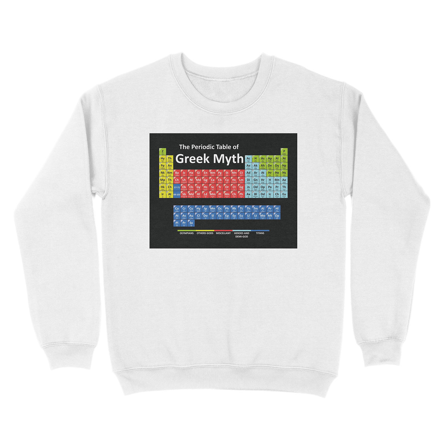 Periodic Table of Greek Mythology Unisex Crewneck Sweatshirt - Image 2