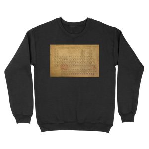 Periodic Table of the Elements Vintage Chart on Worn Stained Distressed Canvas Unisex Crewneck Sweatshirt