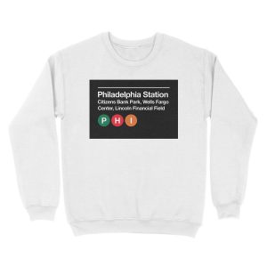 Alternative view of Philadelphia Pro Sports Venue Subway Sign Unisex Crewneck Sweatshirt