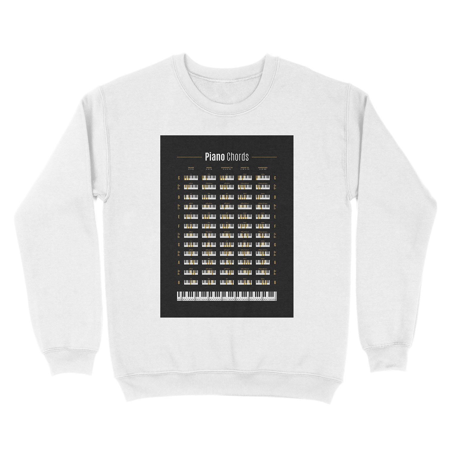 Piano Chord Chart Unisex Crewneck Sweatshirt - Image 2