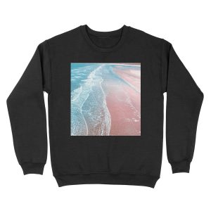 Pink and Blue Beach Wall Print Unisex Crewneck Sweatshirt