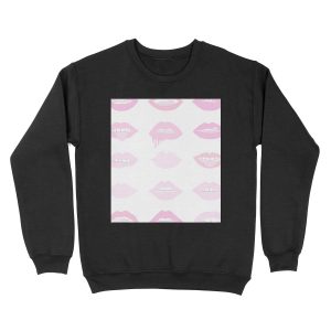 pink and blush lipstick lips Unisex Crewneck Sweatshirt