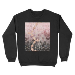Pink And Grey Gradient Cubes Unisex Crewneck Sweatshirt