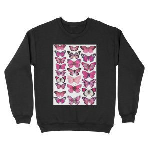 pink butterfly Unisex Crewneck Sweatshirt