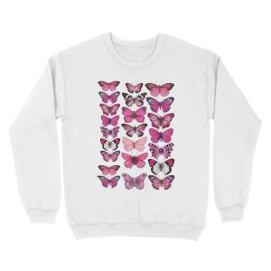 Alternative view of pink butterfly Unisex Crewneck Sweatshirt