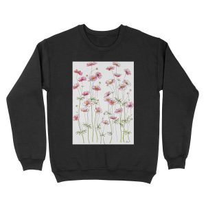 Pink Cosmos Flowers Unisex Crewneck Sweatshirt