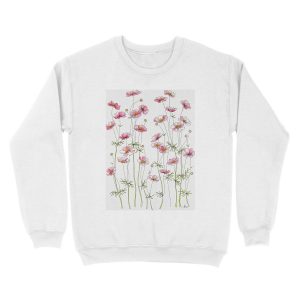 Alternative view of Pink Cosmos Flowers Unisex Crewneck Sweatshirt