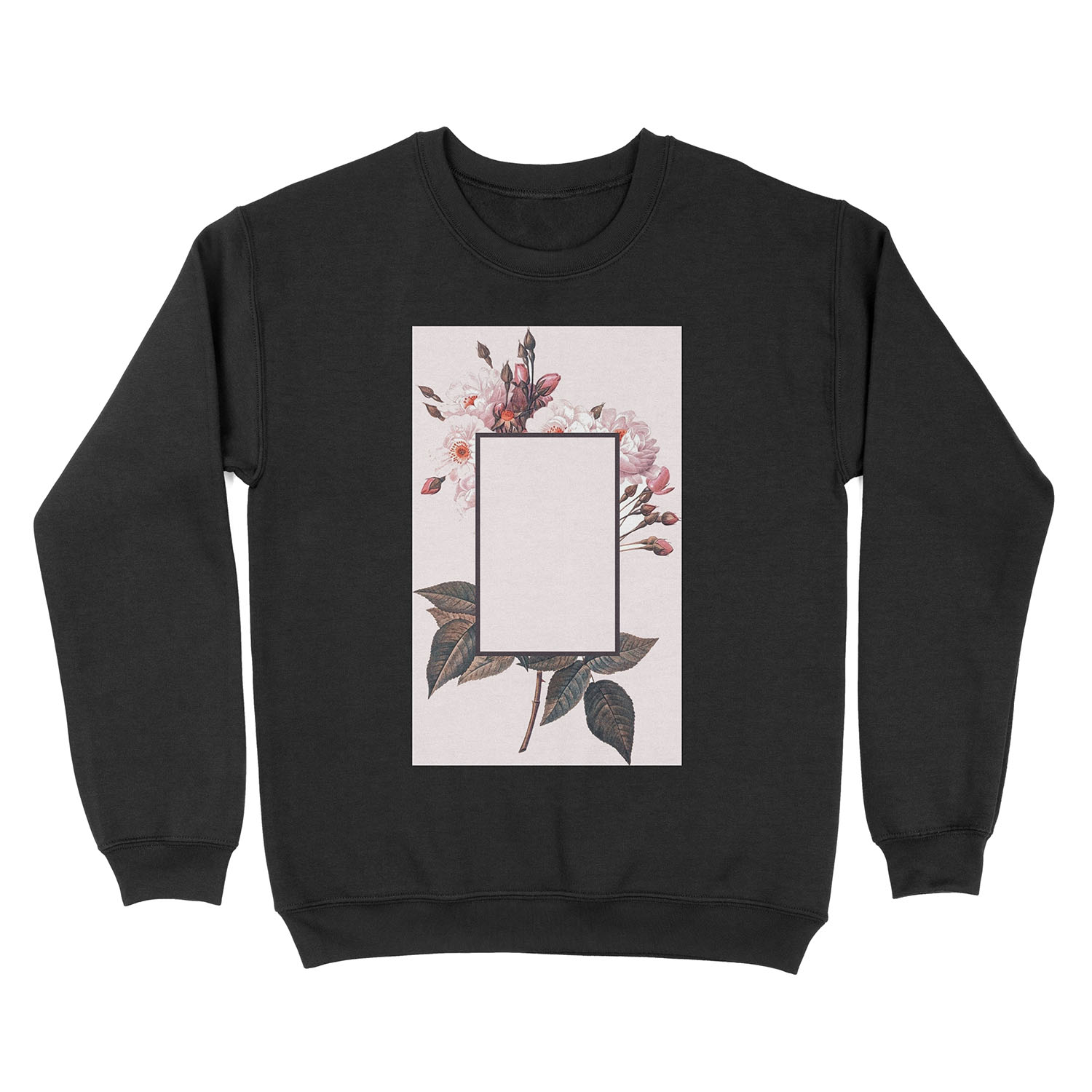 Pink Rectangle Flowers Unisex Crewneck Sweatshirt