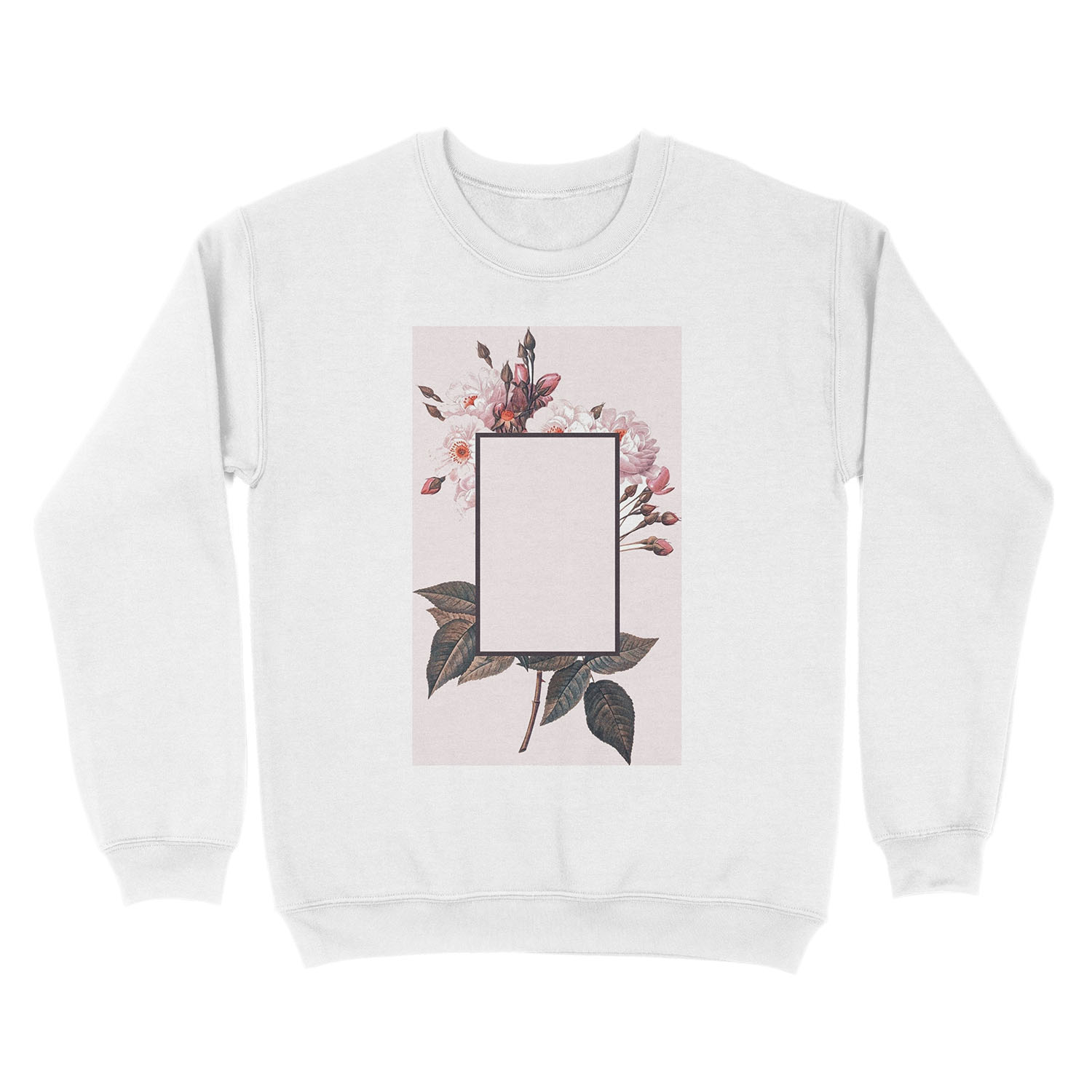 Pink Rectangle Flowers Unisex Crewneck Sweatshirt - Image 2