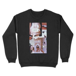 pink retro happiness collage Unisex Crewneck Sweatshirt
