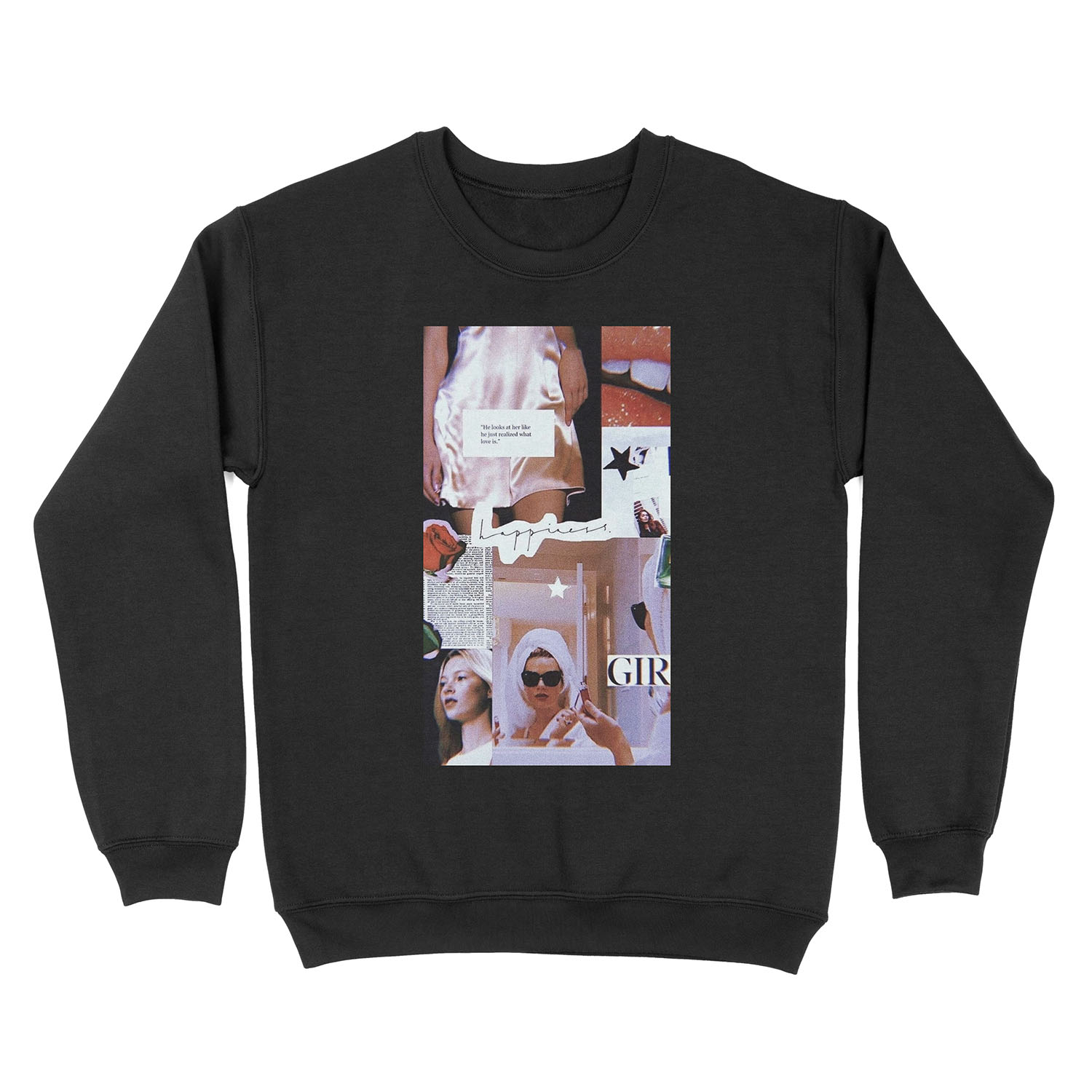 pink retro happiness collage Unisex Crewneck Sweatshirt