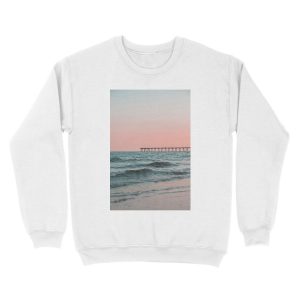 Alternative view of Pink Sky with Boardwalk Along the Ocean Unisex Crewneck Sweatshirt