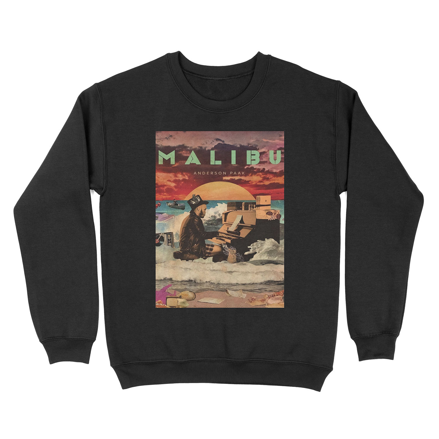 playing piano paaks inthe beach Unisex Crewneck Sweatshirt
