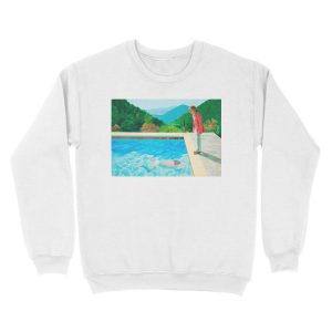 Alternative view of pool with two figures Unisex Crewneck Sweatshirt
