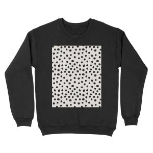 Preppy brushstroke free polka dots black and white spots dots dalmation animal spots design minimal Unisex Crewneck Sweatshirt
