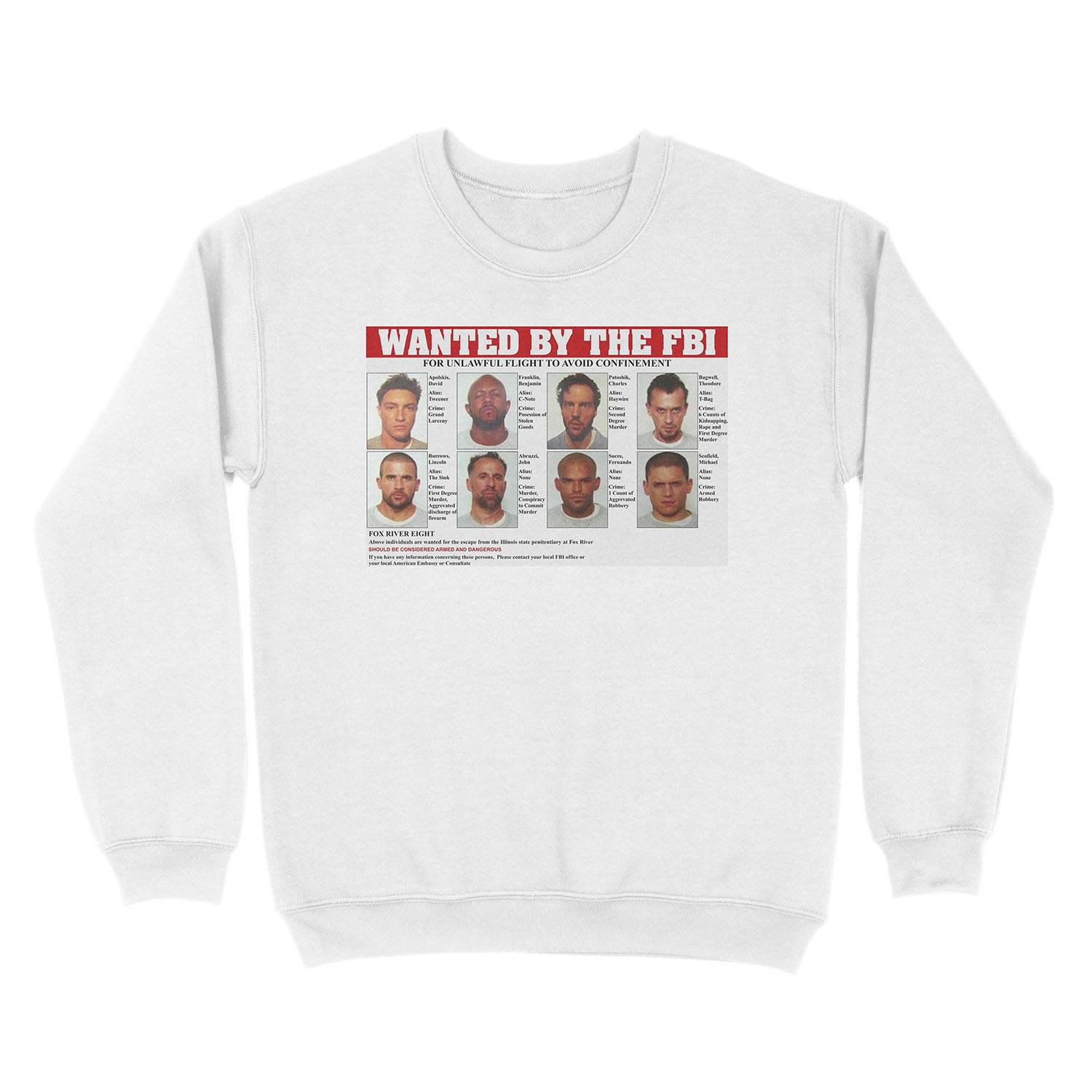 Prison Break FBI Wanted Unisex Crewneck Sweatshirt - Image 2