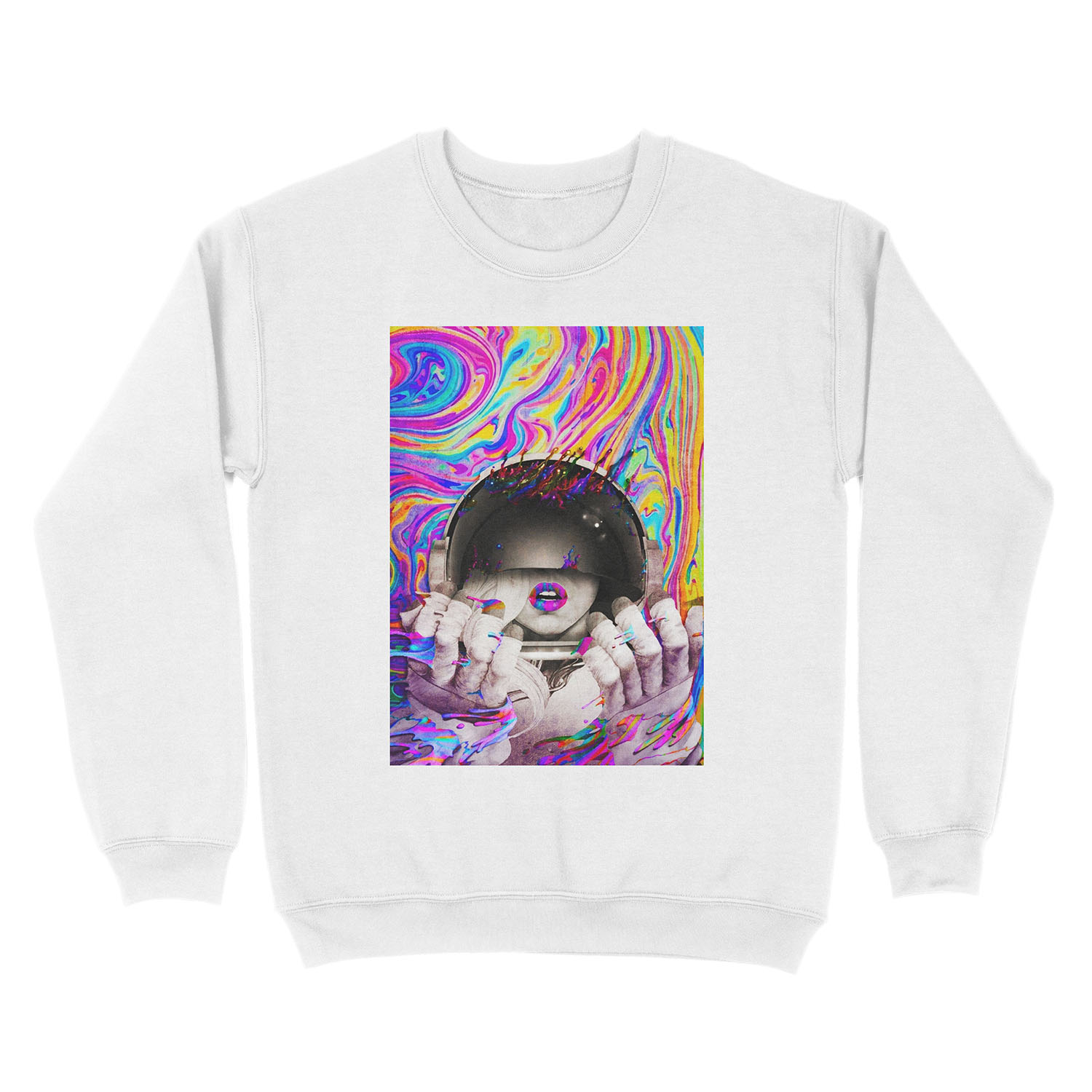 Psychedelic Astronaut (Vintage Effect) Unisex Crewneck Sweatshirt - Image 2